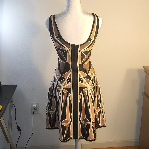 HERVE LEGER brand new, geometric, never worn A-line dress size small - Picture 9 of 9